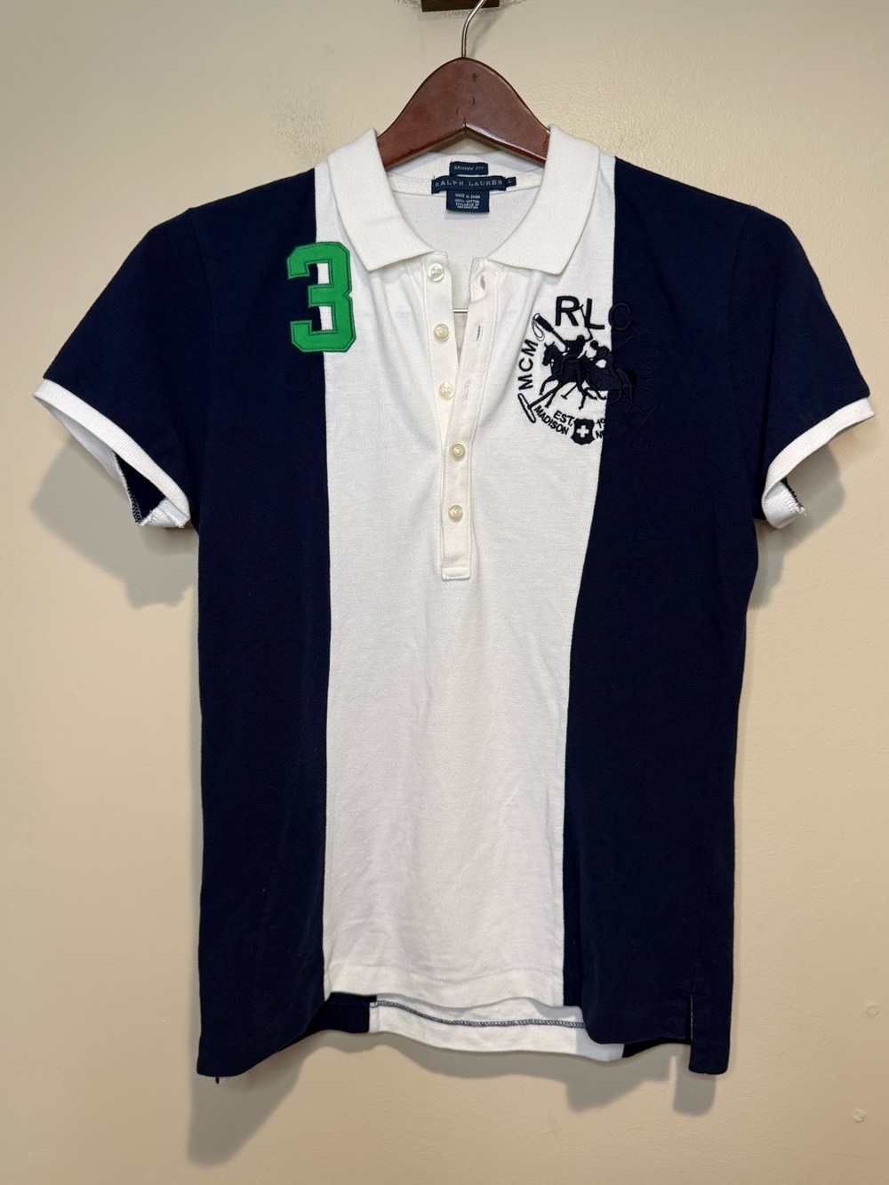 Ralph Lauren Skinny Fit Vintage Double Pony Polo Striped size large